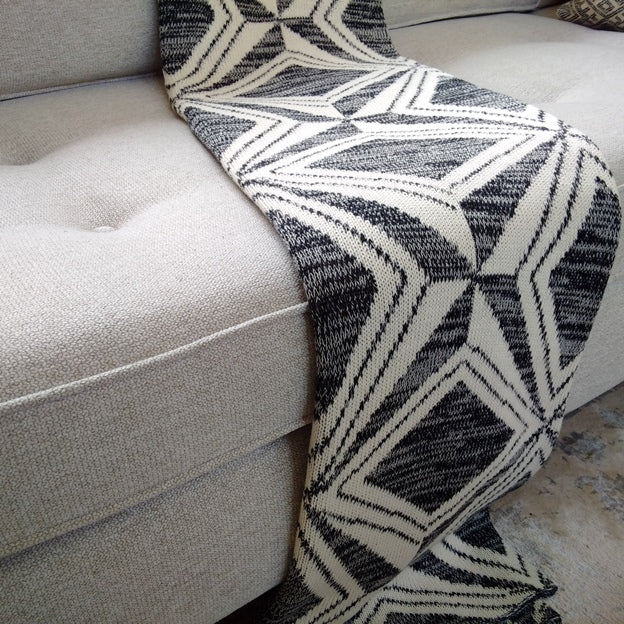 Diamond Valley Black and Ecru Throw